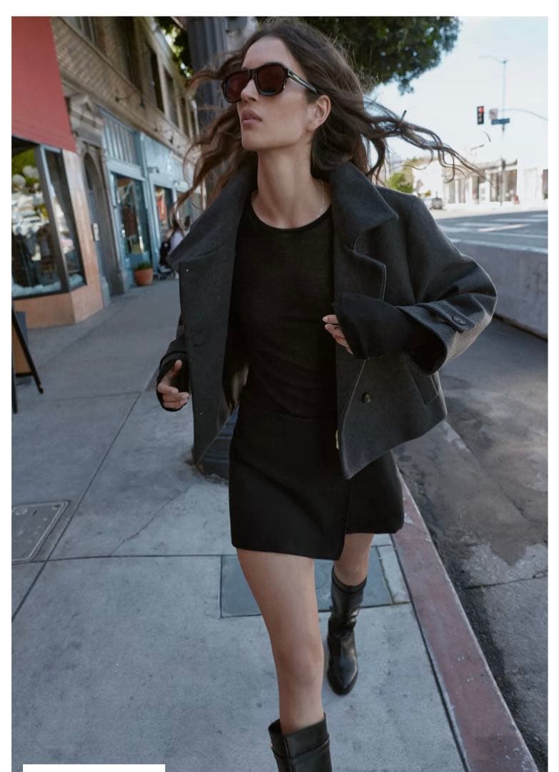 完売品⭐︎ZARA ハイネックショートコート XS グレーマール - メルカリ