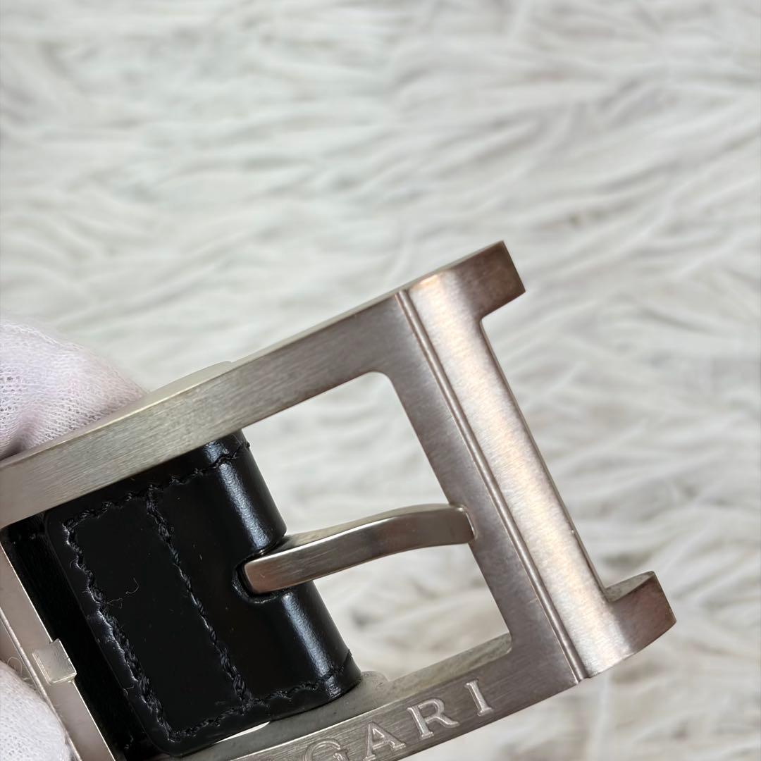 極美品/付属品完備✨ ブルガリ レザー ベルト レッタンゴロ シルバー