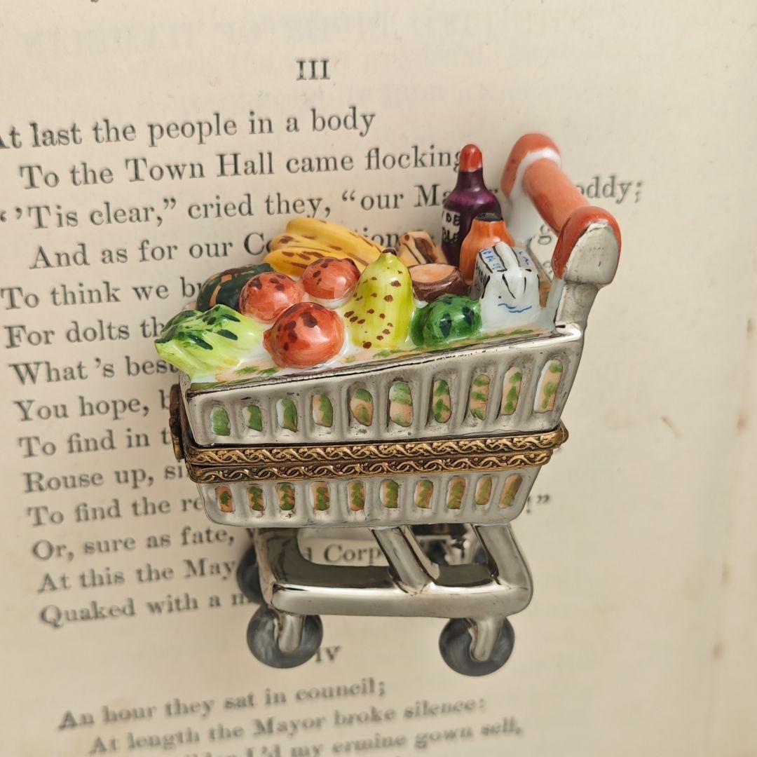 リモージュボックス　ショッピングカート　フランス製　小物入れ　ミニチュア リモージュボックス ショッピングカート フランス製 小物入れ ミニチュア