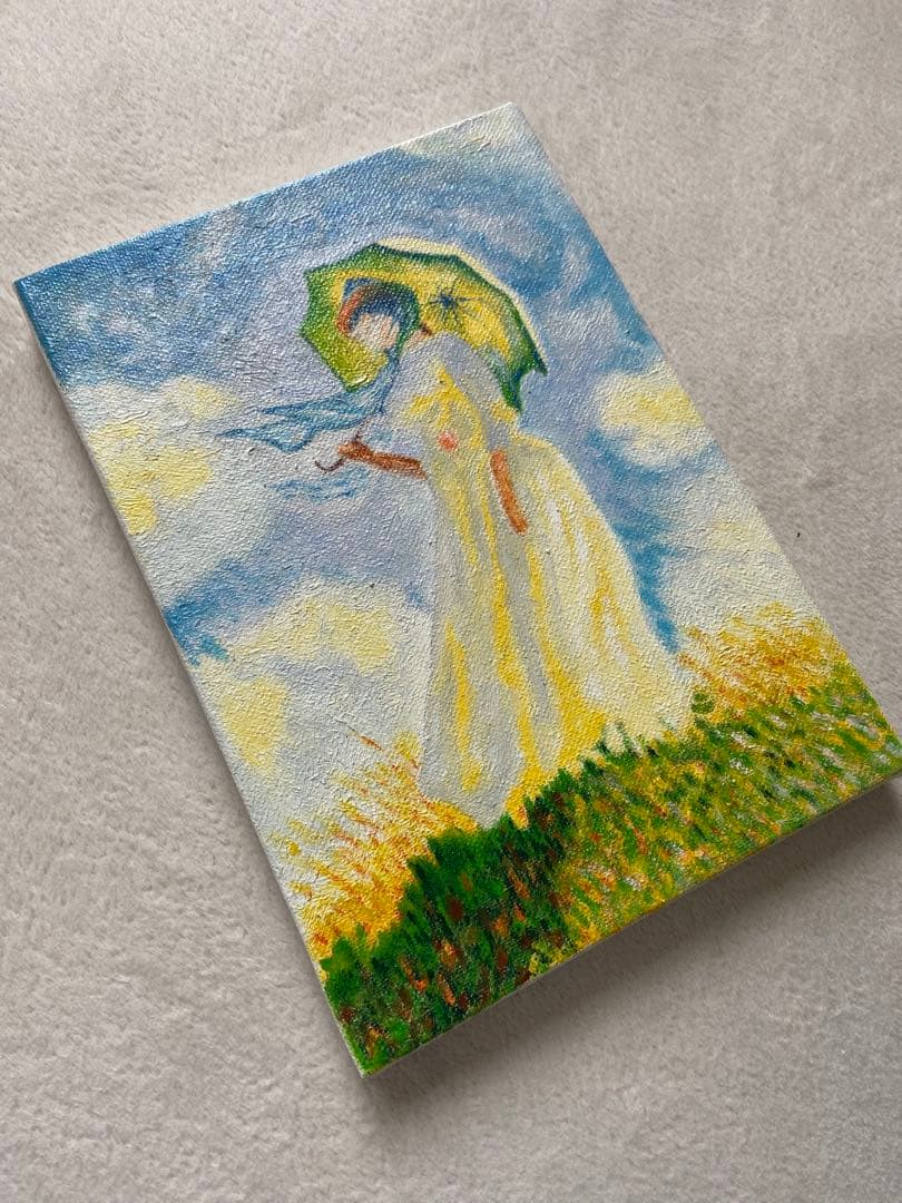 モネ　肉筆手描きの油絵模写画　日傘の女