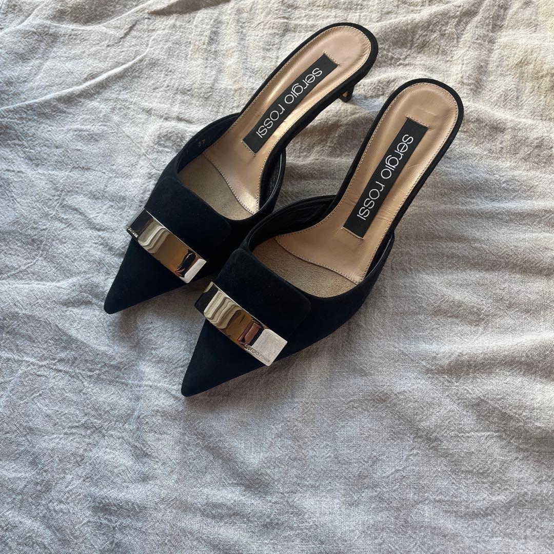 セルジオロッシ SR1 ミュール　パンプス ブラック 23.5cm 黒　37