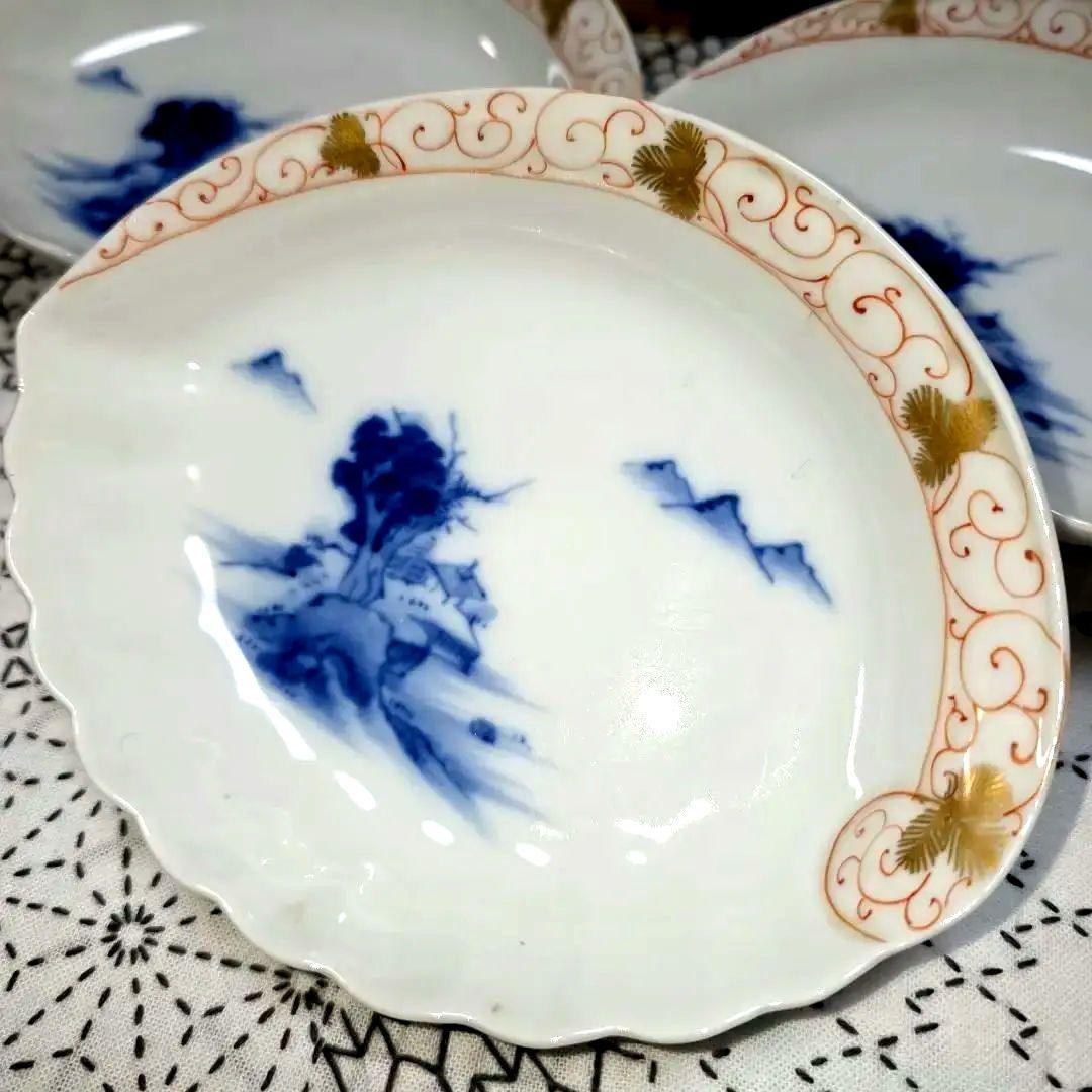 源六焼 富永源六 鮑型/アワビ 銘々皿 3枚 三つト