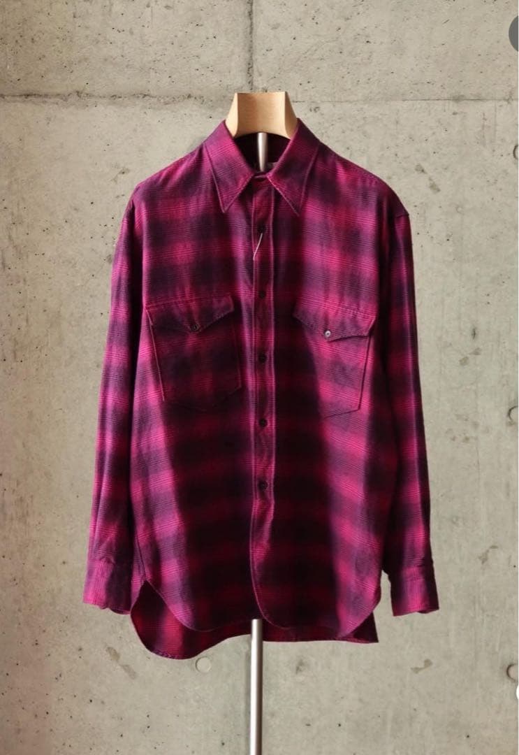 COMOLI コモリ ウールシルク ワークシャツ ピンク 3 COMOLI (コモリ) ウールシルク ワークシャツ
