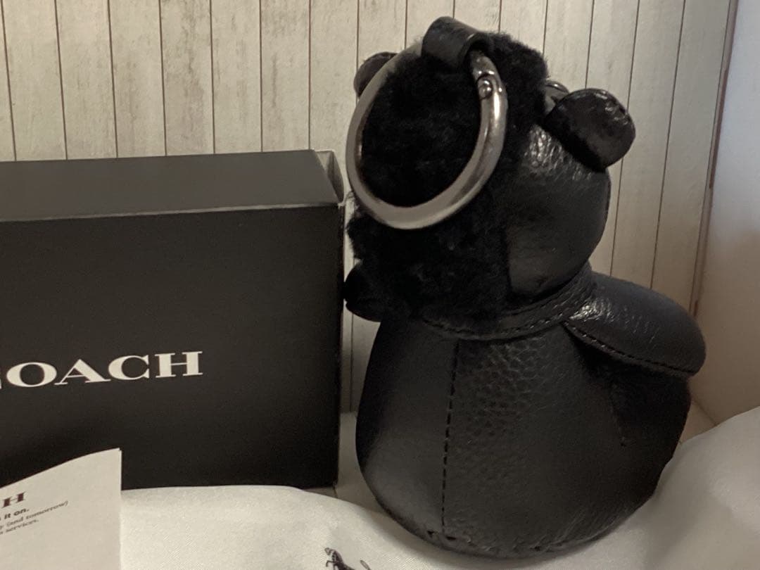 保存袋付き未使用美品コーチCOACH クマ型レザーキーホルダー貴重本物