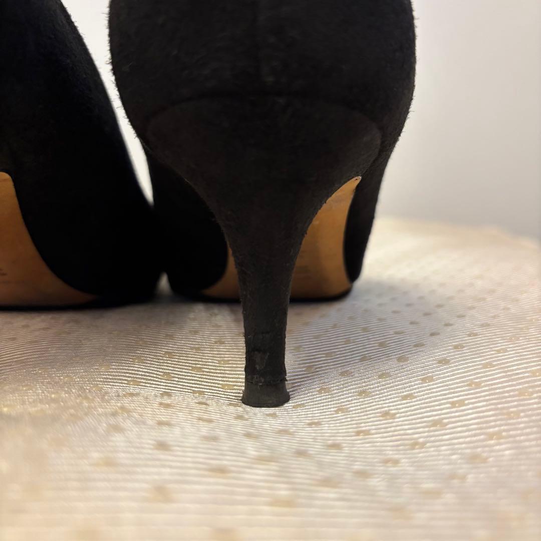 ペリーコ パンプス アネッリ　スエード　黒 ポインテッドトゥ 24.5cm