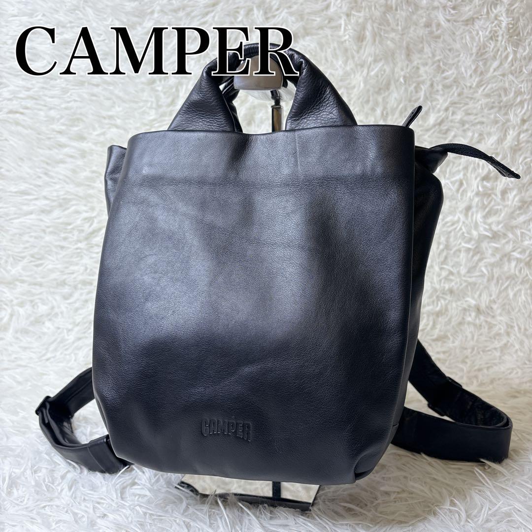 美品✨CAMPER カンペール Globo レザー リュック バックパック 黒 カンペール CAMPER GLOBO LEATHER リュック （ブラック