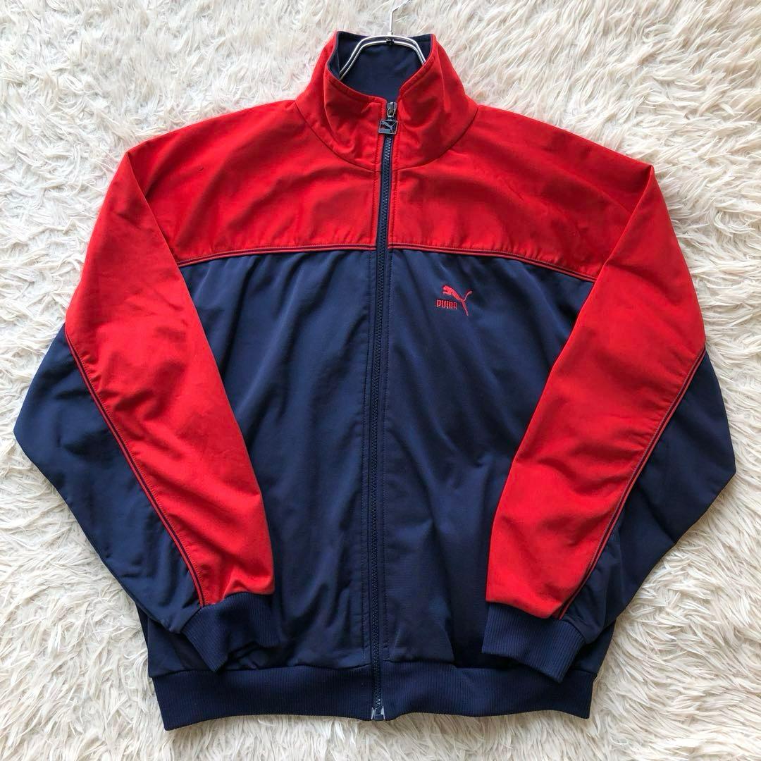 80`s ヴィンテージ L】プーマ トラックジャケット 赤 紺 刺繍 OLD