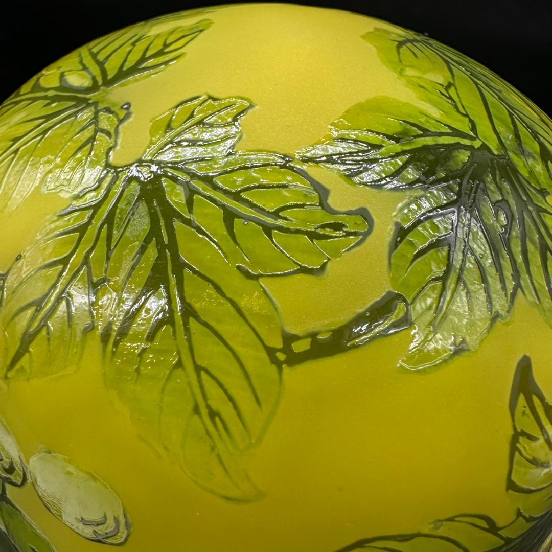 エミールガレ 真鍮台座 ランプ 1灯照明 カメオ彫り 被せガラス 高さ