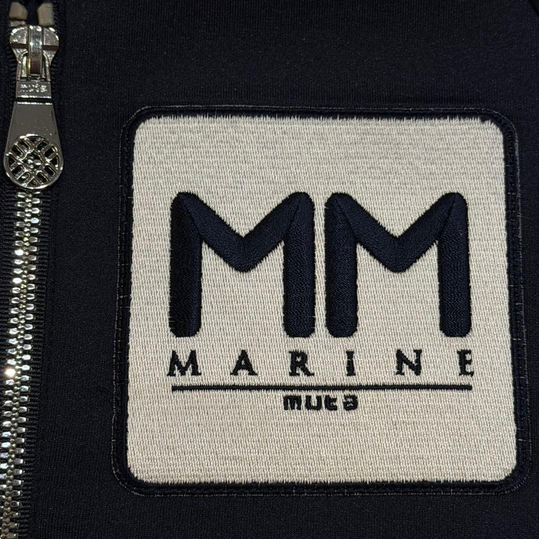 ムータマリン ボンディングパーカー ワッペン 2way ファー フード 紺 M