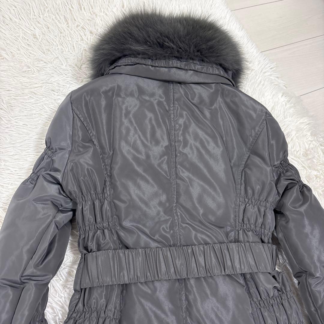 ダーマコレクション ダウンコート フォックスファー グレー ベルト付き