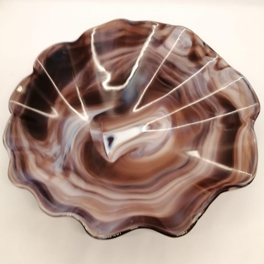 ガラス フリル皿 昭和レトロ お皿 径25cm SHOP偶然と必然の間 昭和レトロ 脚付ガラス皿 オーバル