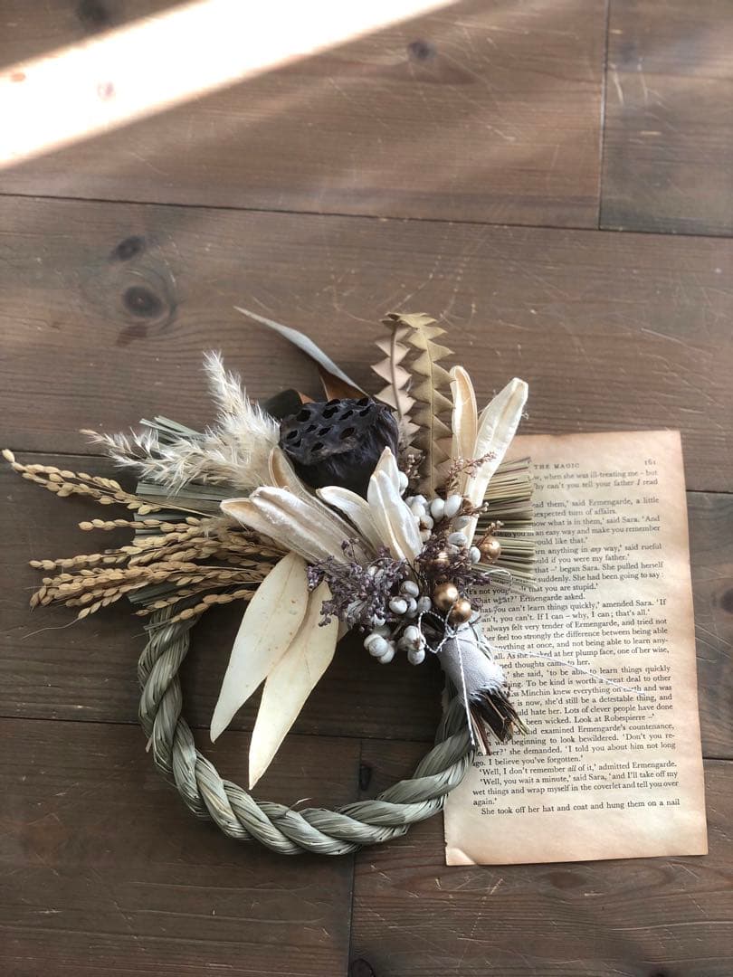 一点物 大きな春いっぱいリース ワイヤークラフト ディップアート 壁