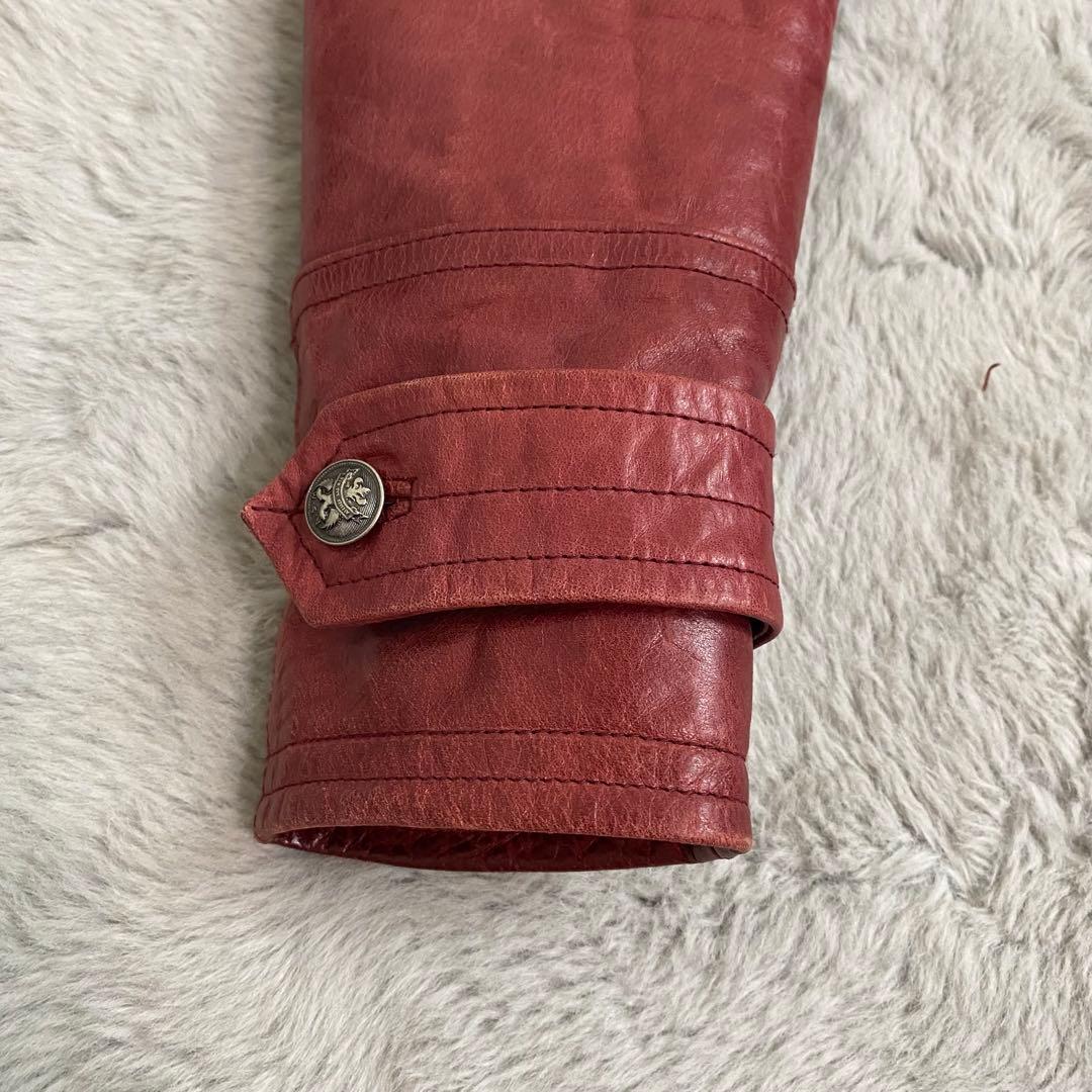 A.S.M レザージャケット 48 水牛革 赤 シングルライダース Y2K - メルカリ