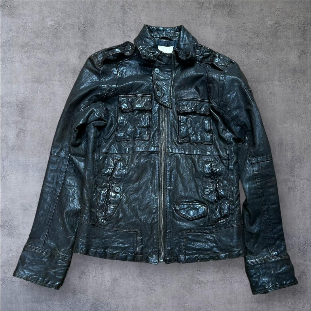 DIESEL ディーゼル レザー シングルライダース 羊革 シワ加工 S DIESEL（ディーゼル） DIESEL Timeless シングル ライダース