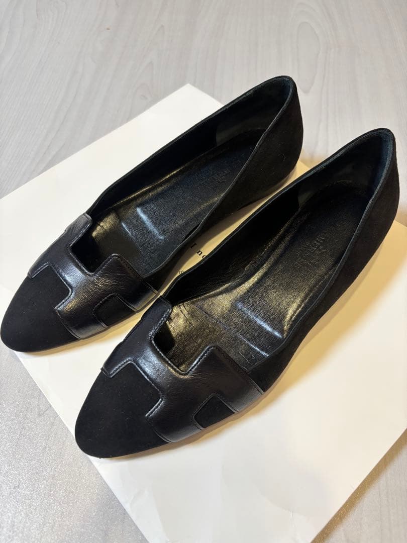 HERMÈS エルメス、Hロゴ フラットシューズ パンプス、ブラック 中古・古着通販】HERMES (エルメス) フラットパンプス ブラック サイズ