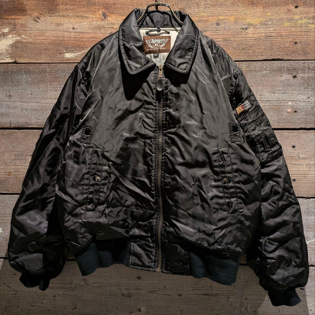 USA製 80s CHARGERS フライトジャケット 肉厚生地 MA1型 黒 - メルカリ