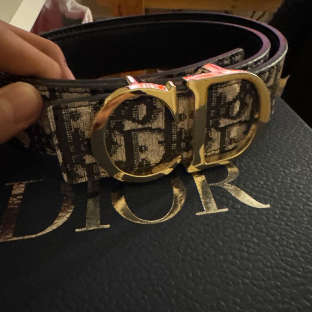 Dior ロゴ入りベルト ブラック/ゴールド ディオール CDロゴ ベルト 85 GP×革 ブラック×ゴールド AP057410｜中古
