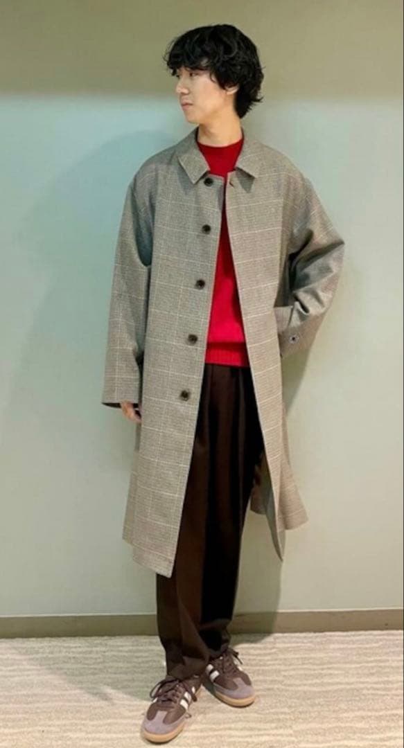 ぴ*ー様 新品☆オーシバル☆ウールチェックバルマカーンコート