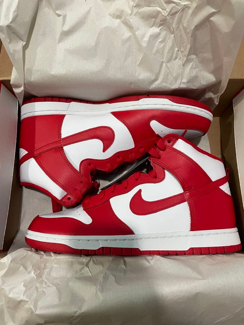 H*x様 NIKE DUNK HI RETRO レッド Men's Nike Dunk Hi Retro SE Sneakers - Large Sizes- Big Shoes