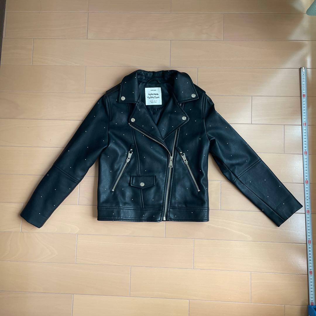 ZARA ザラ ガールズ フェイクレザー スタッズ ライダーズ ジャケット