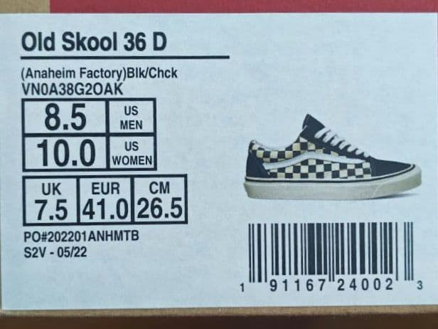 靴 VANS OLDSKOOL 36DX BLACK CHECKER 26.5cm