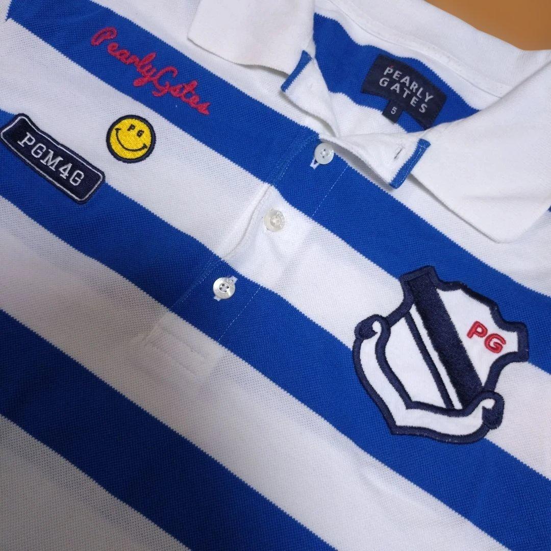 Pearly Gates 青白ストライプ ポロシャツ - メルカリ