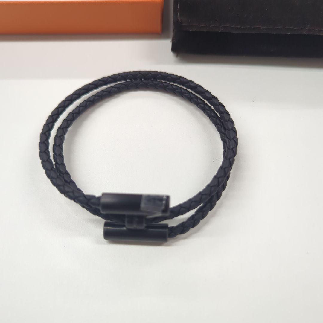 HERMESトゥルニ 編み込みレザーブレスレット ブラック エルメス - メルカリ
