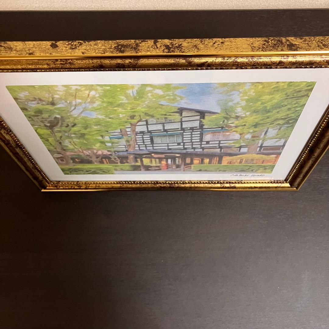 ジブリアート⑦ 風立ちぬより「万平ホテル」額装品　額縁寸法32.7㎝×24.0㎝