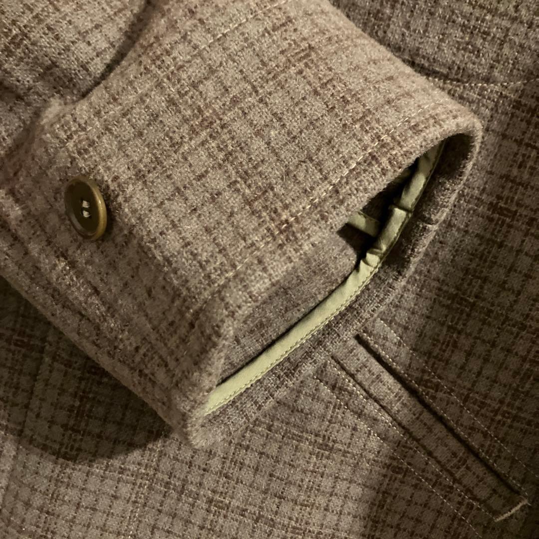 アットラスト ウールスポーツジャケット 42 チェック グレーパープル系