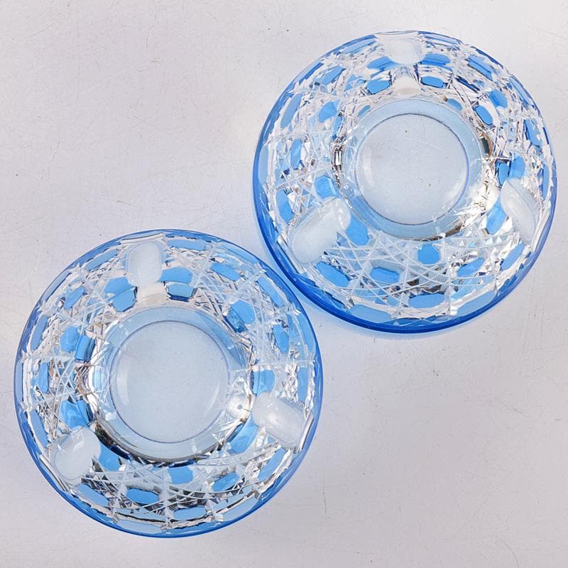 江戸切子 各務クリスタル 八角篭目 懐石杯 共箱 2点まとめて M R8984