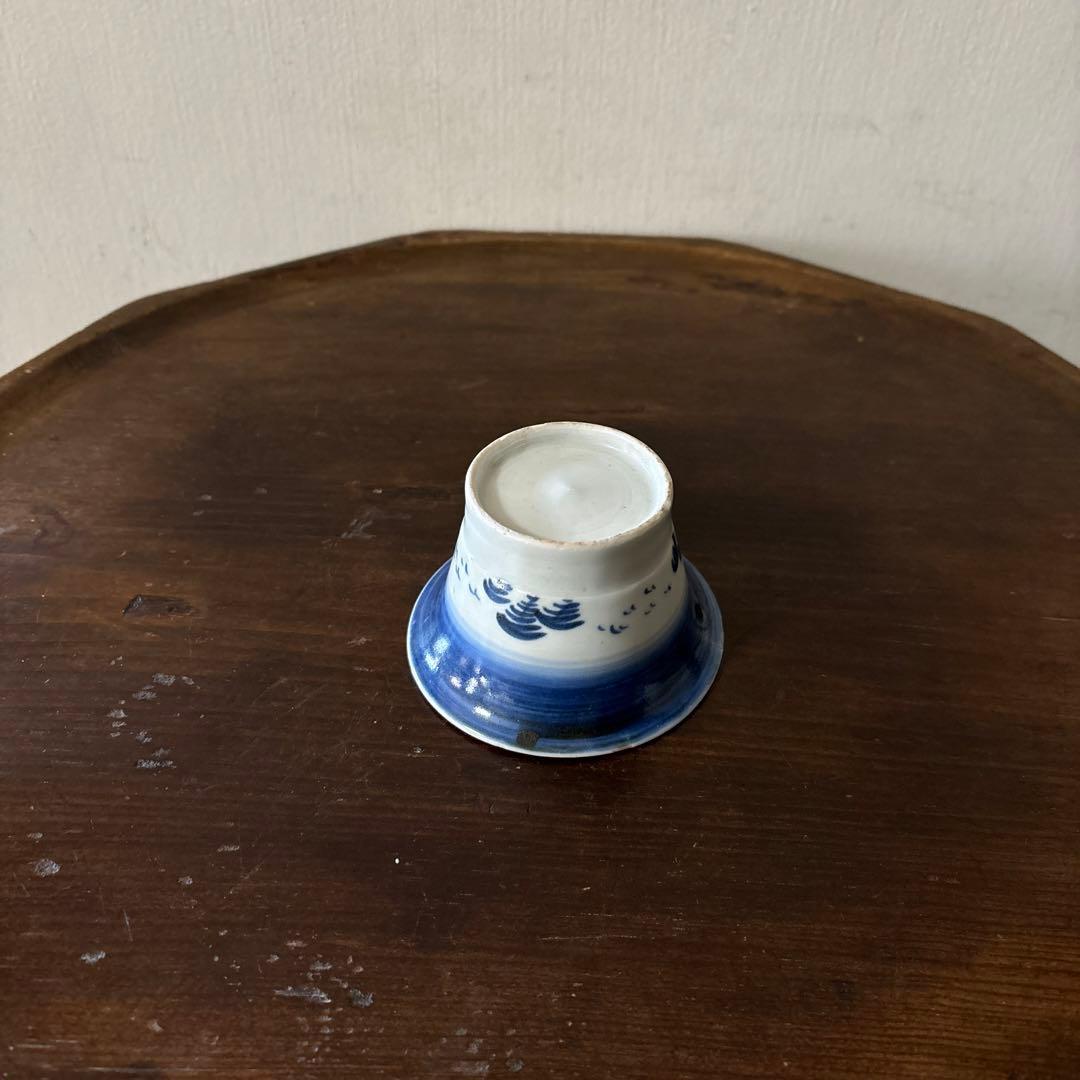 古伊万里 広東形 雁松文 染付 蕎麦猪口 江戸時代 骨董 アンティーク 検