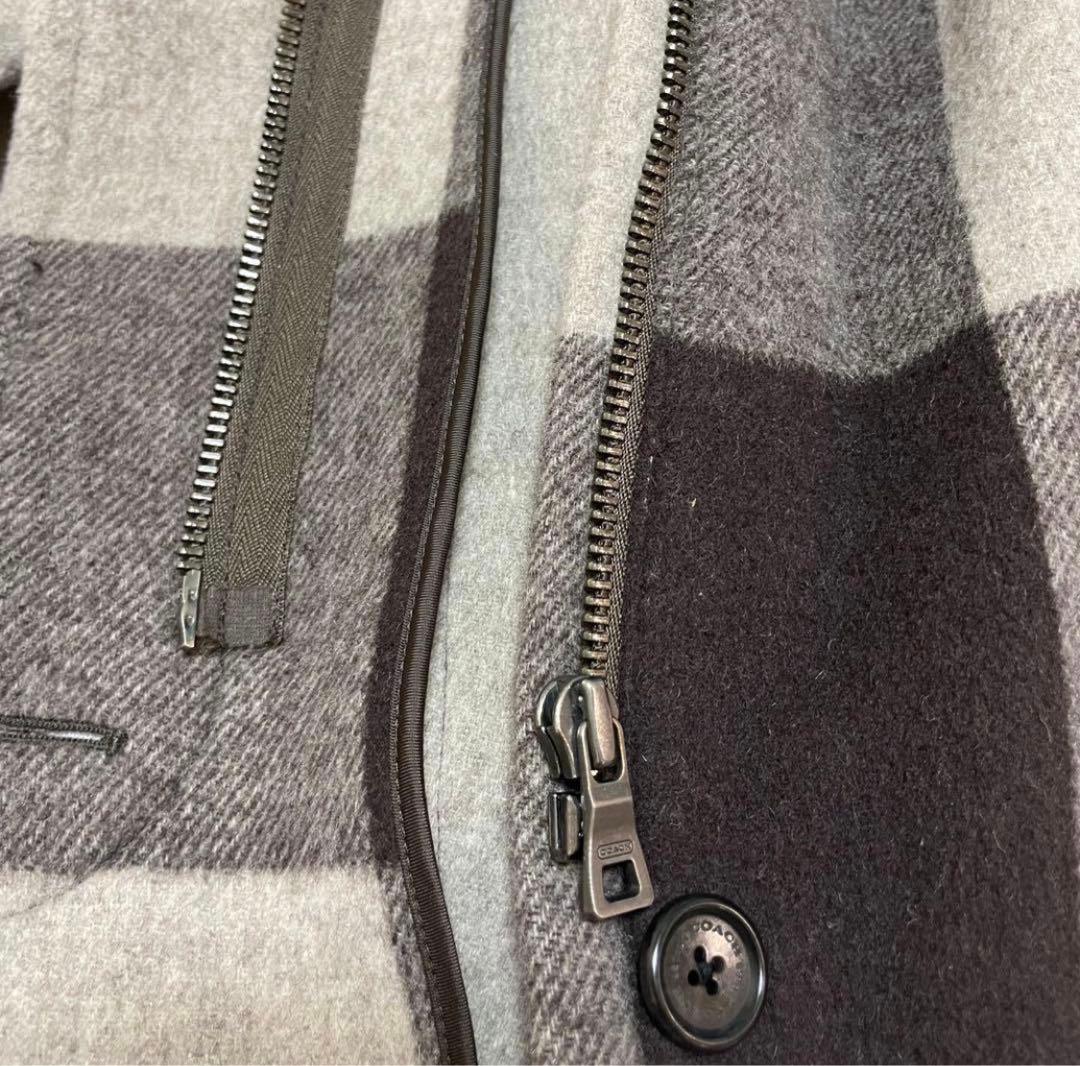 コーチcoachビッグチェックウールコートダッフルコートマウジーザラ