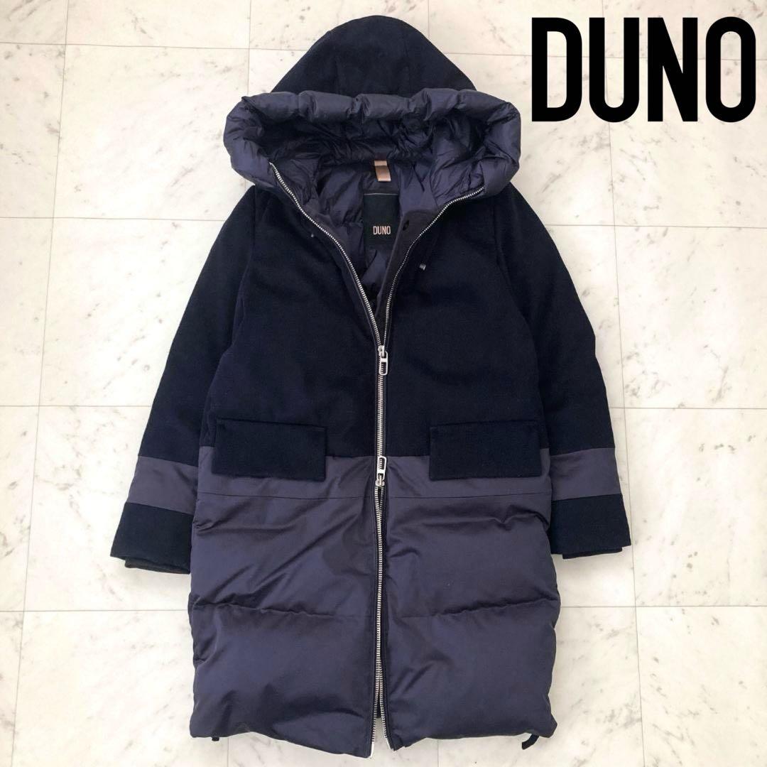 美品 デュノ HARUKO ウール切り替えダウンコート 40 ネイビー コート