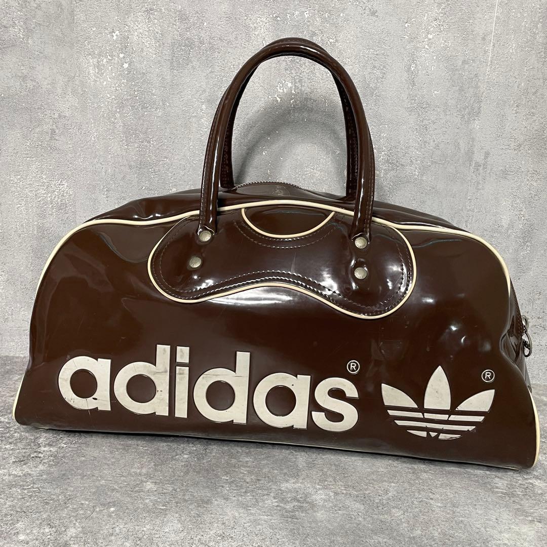 激渋80s vintage adidas エナメル ボストンバック ブラウン】 - メルカリ
