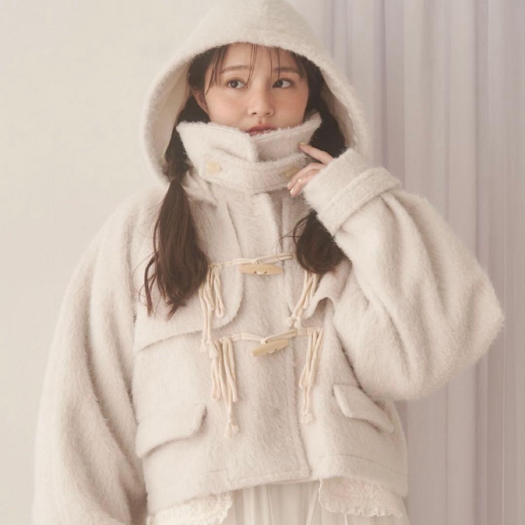 merry jenny ミルキーシャギーダッフルコート メリージェニー merry jenny milk shaggy Duffle Coat （オフホワイト