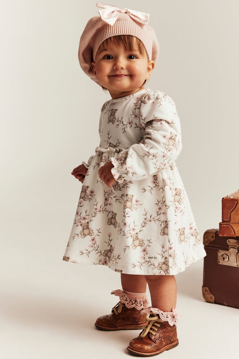 Dress with brushed inside | Off-white | Baby | Newbie