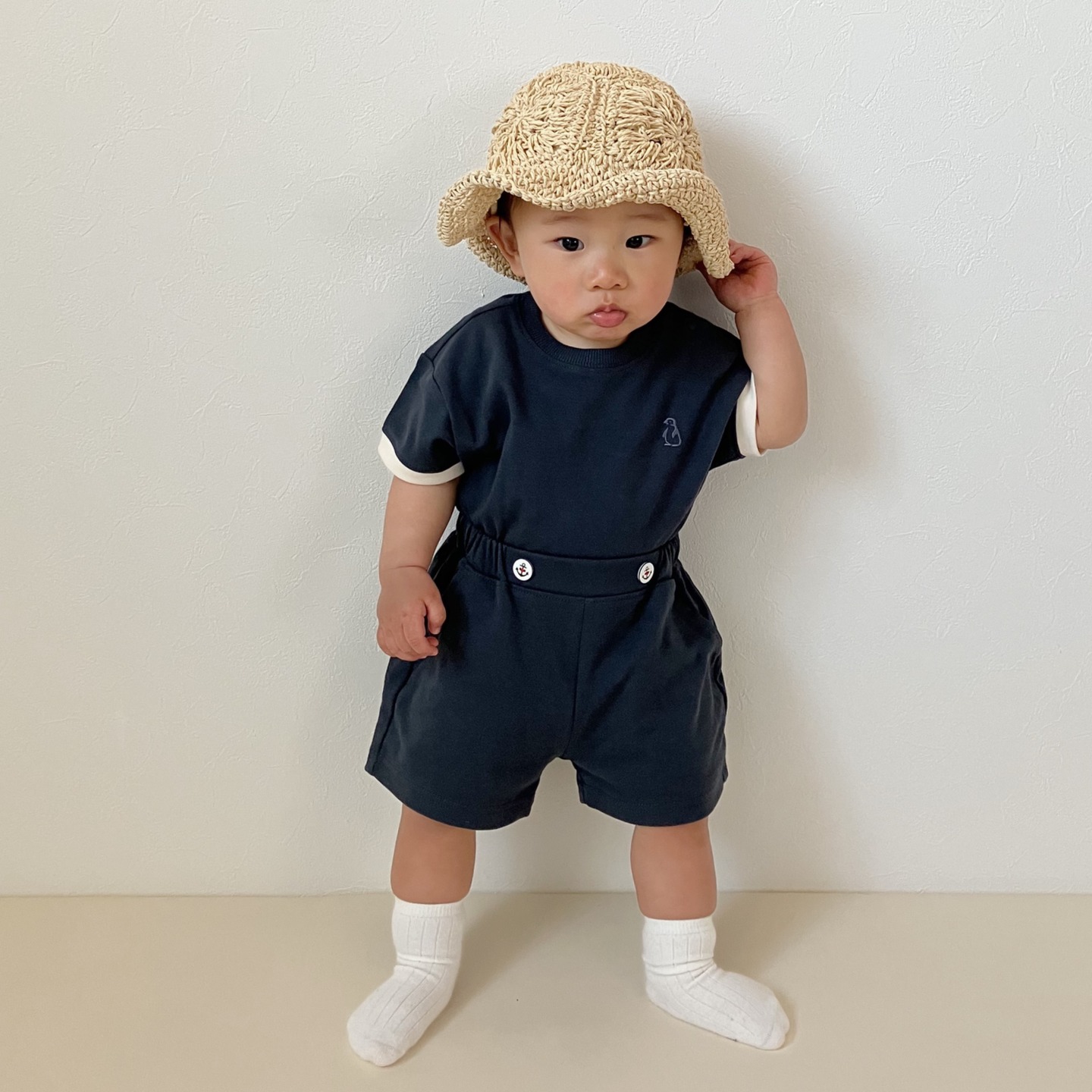 即完売品】新品未使用コニーマリンスタイ&サマーピケシャツセットアップ80