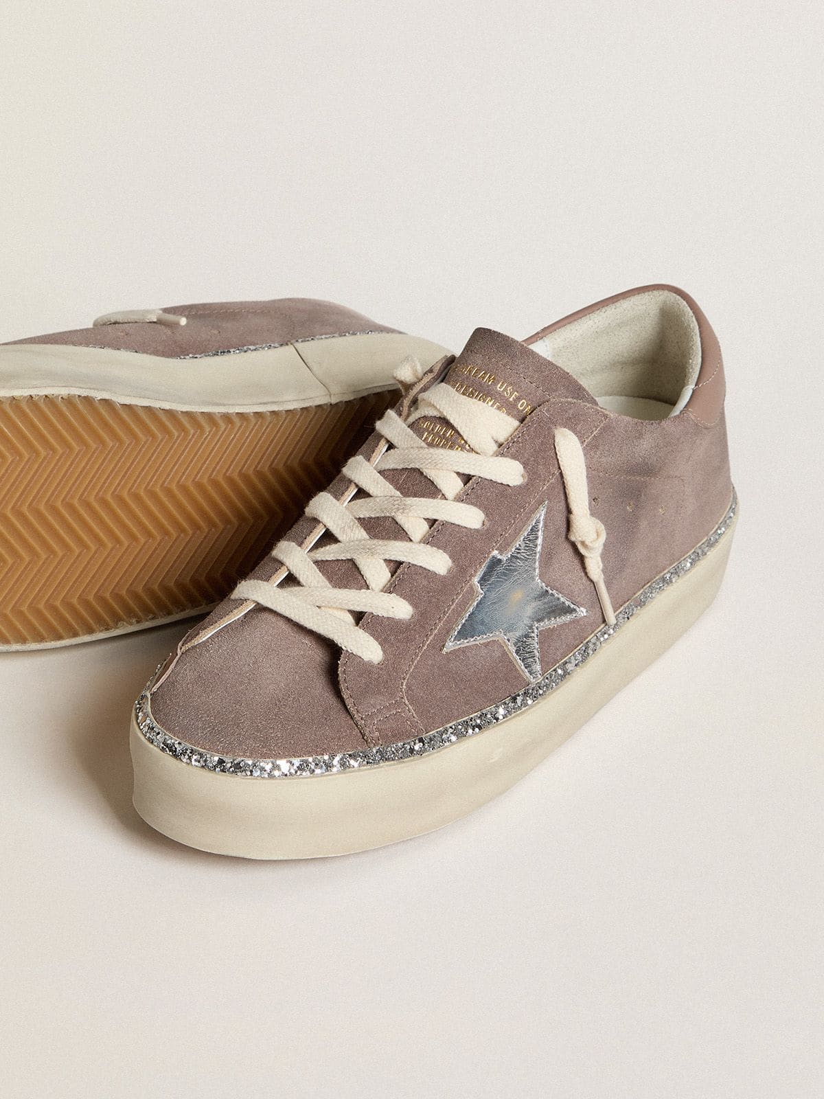 Women's Hi Star in suede with silver leather star and leather heel tab