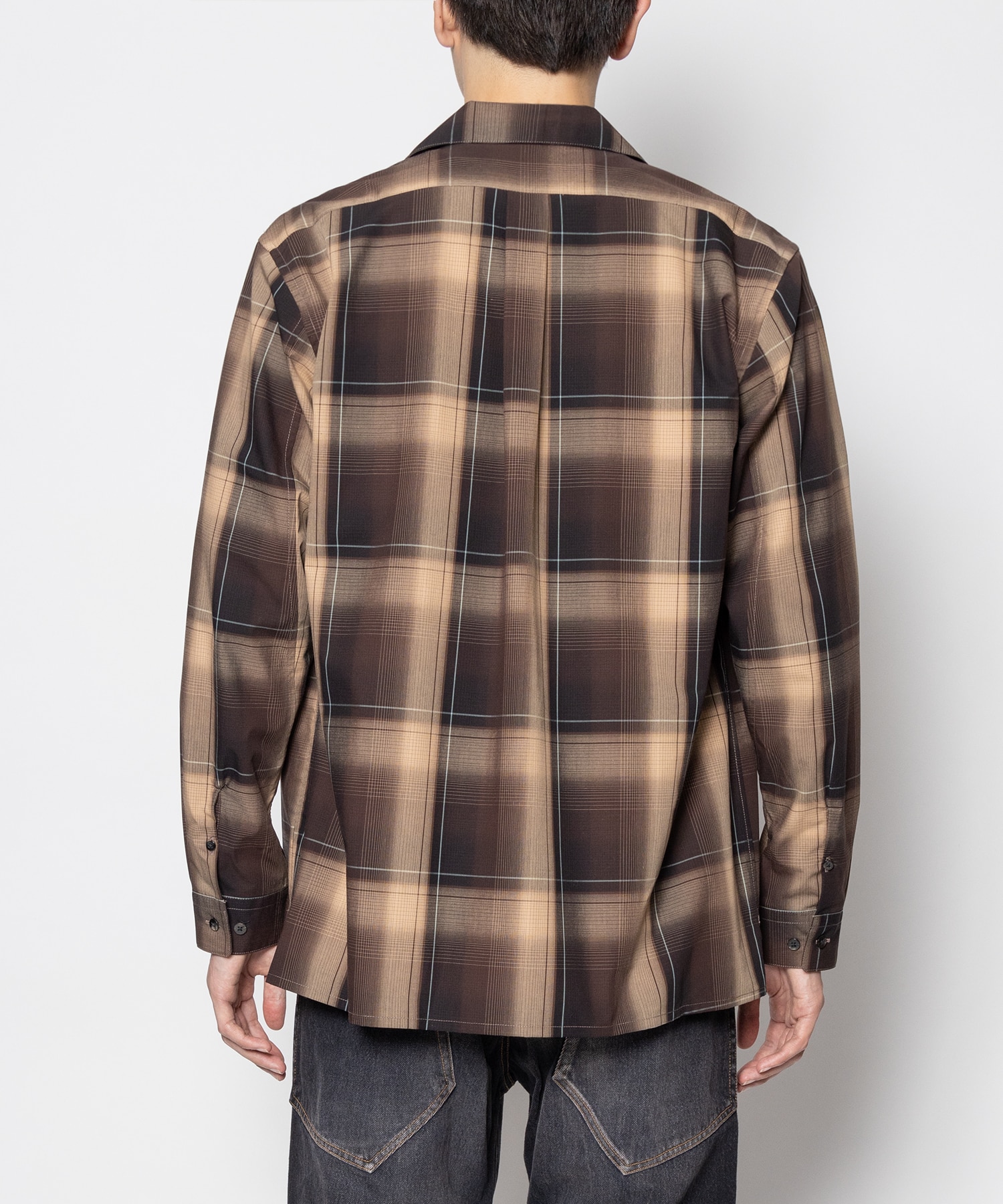 OMBRE PLAID OPEN COLLAR BLOUSE | SUGARHILL