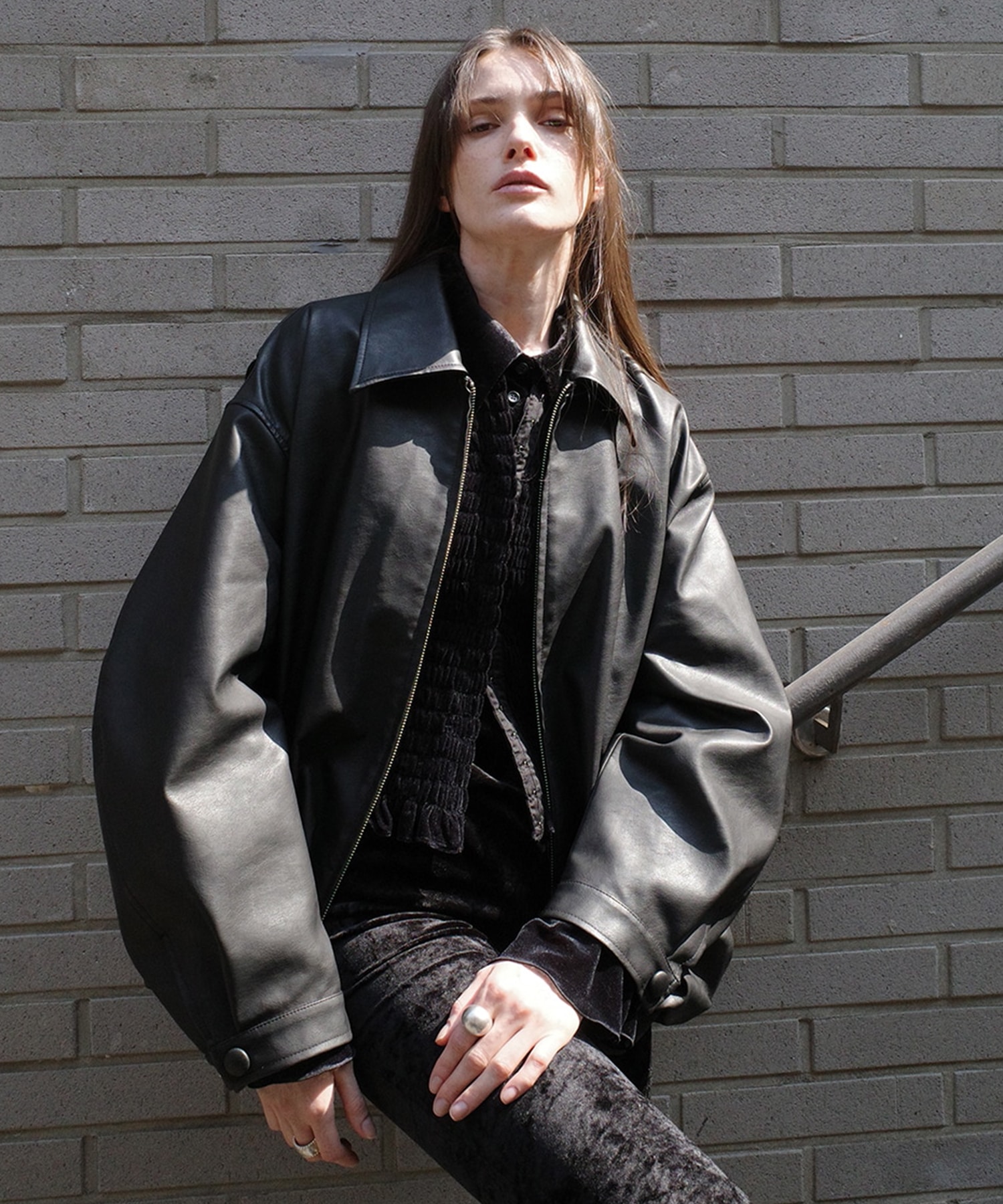 FAKE LEATHER BALLOON JACKET(1 BLACK): CLANE: WOMENS｜ STUDIOUS