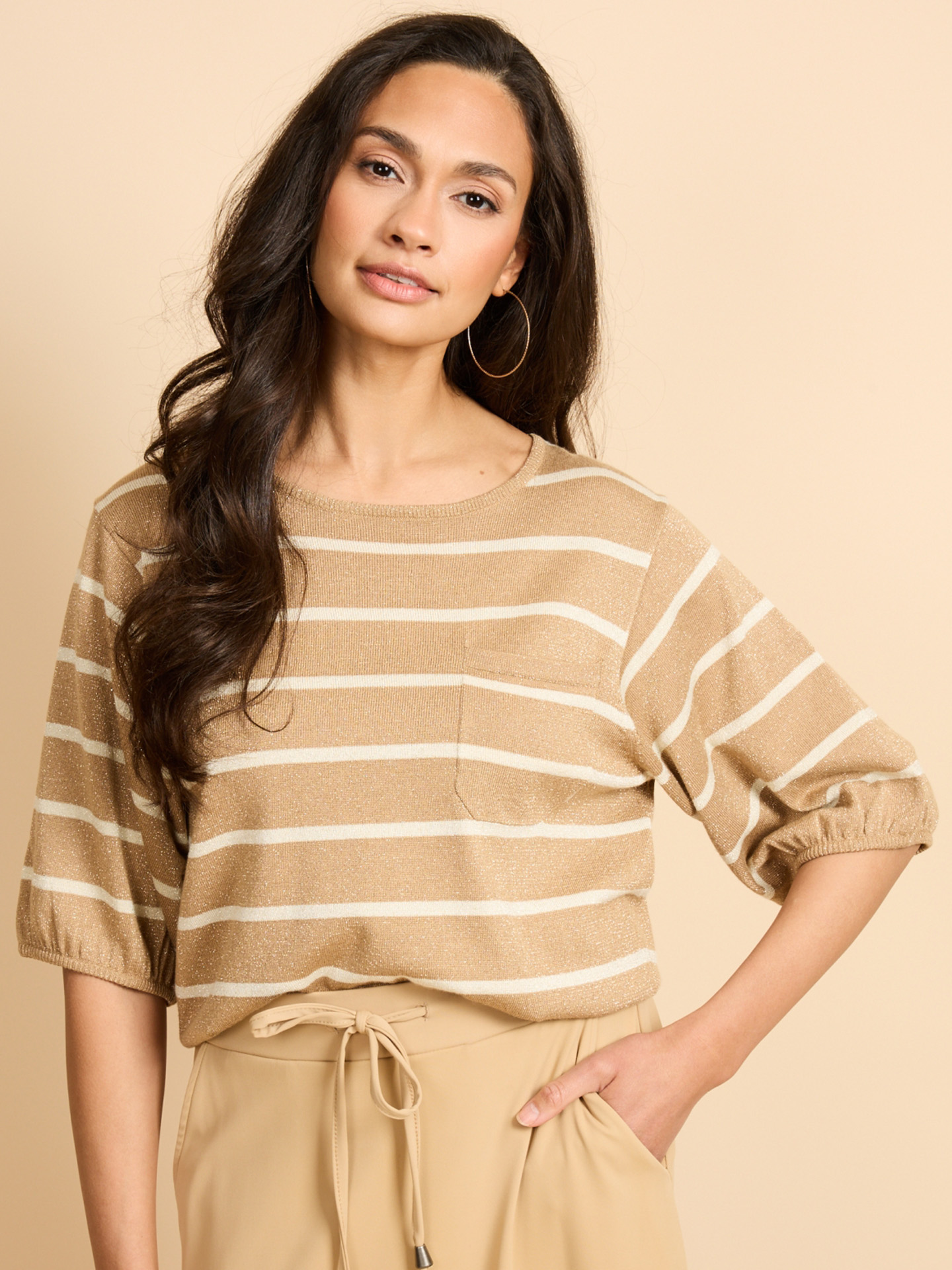 G-Maxx T-shirt Genoveva Camel - Schijvens Mode